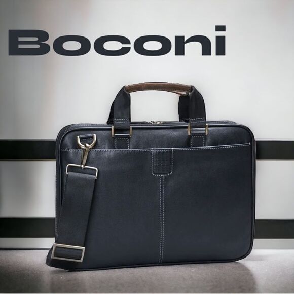 Boconi Other - BOCONI Bags l Black l Genuine Leather l Briefcase Laptop Bag l Shoulder strap